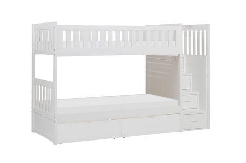 Dalton (5) Twin/Twin Step Bunk Bed with Storage Boxes