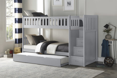 Finnegan (5) Twin/Twin Step Bunk Bed with Twin Trundle
