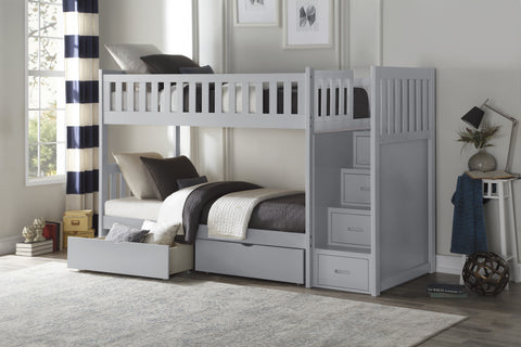 Finnegan (5) Twin/Twin Step Bunk Bed with Storage Boxes
