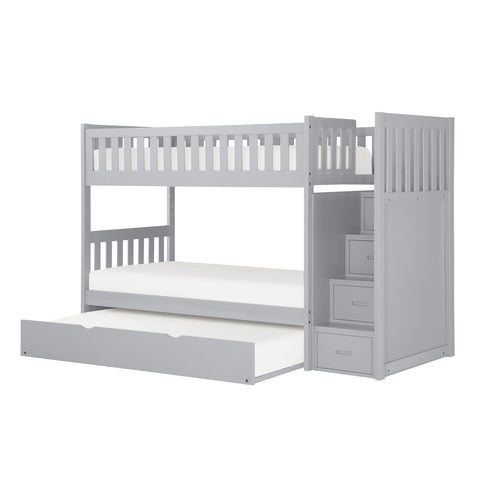 Finnegan (5) Twin/Twin Step Bunk Bed with Twin Trundle