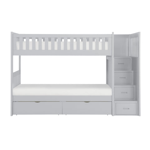 Finnegan (5) Twin/Twin Step Bunk Bed with Storage Boxes