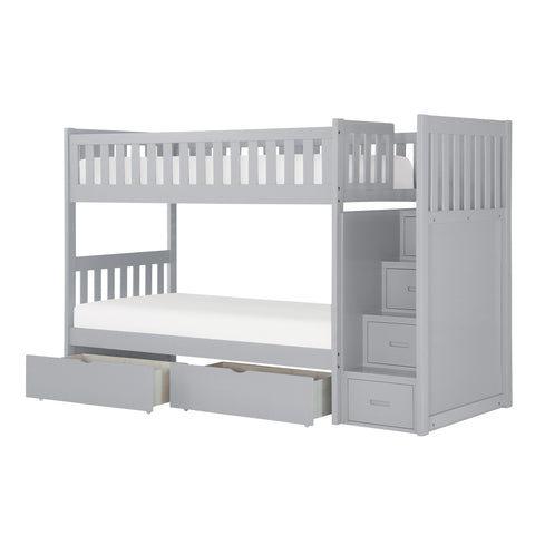 Finnegan (5) Twin/Twin Step Bunk Bed with Storage Boxes