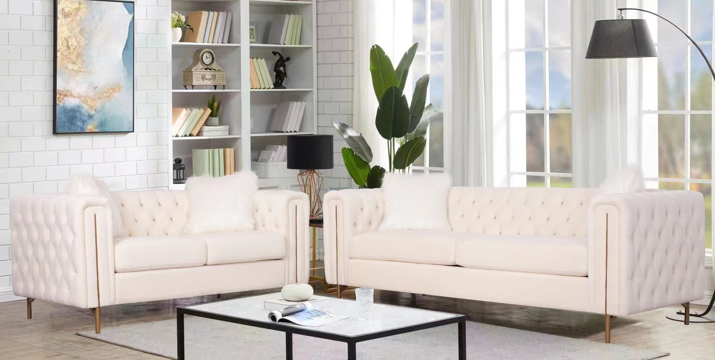 briana cream sofa & loveseat