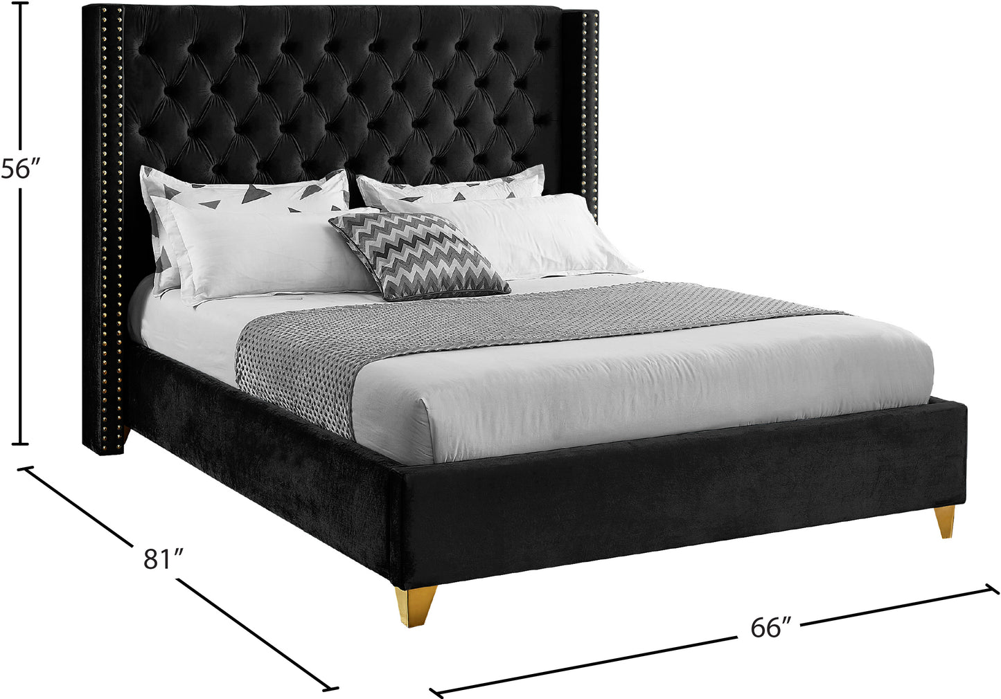 pierre black velvet full bed f