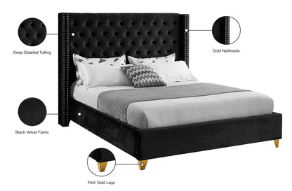 Pierre Black Velvet Full Bed F