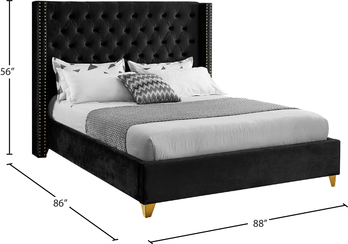 pierre black velvet king bed k