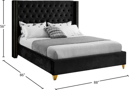 Pierre Black Velvet King Bed K