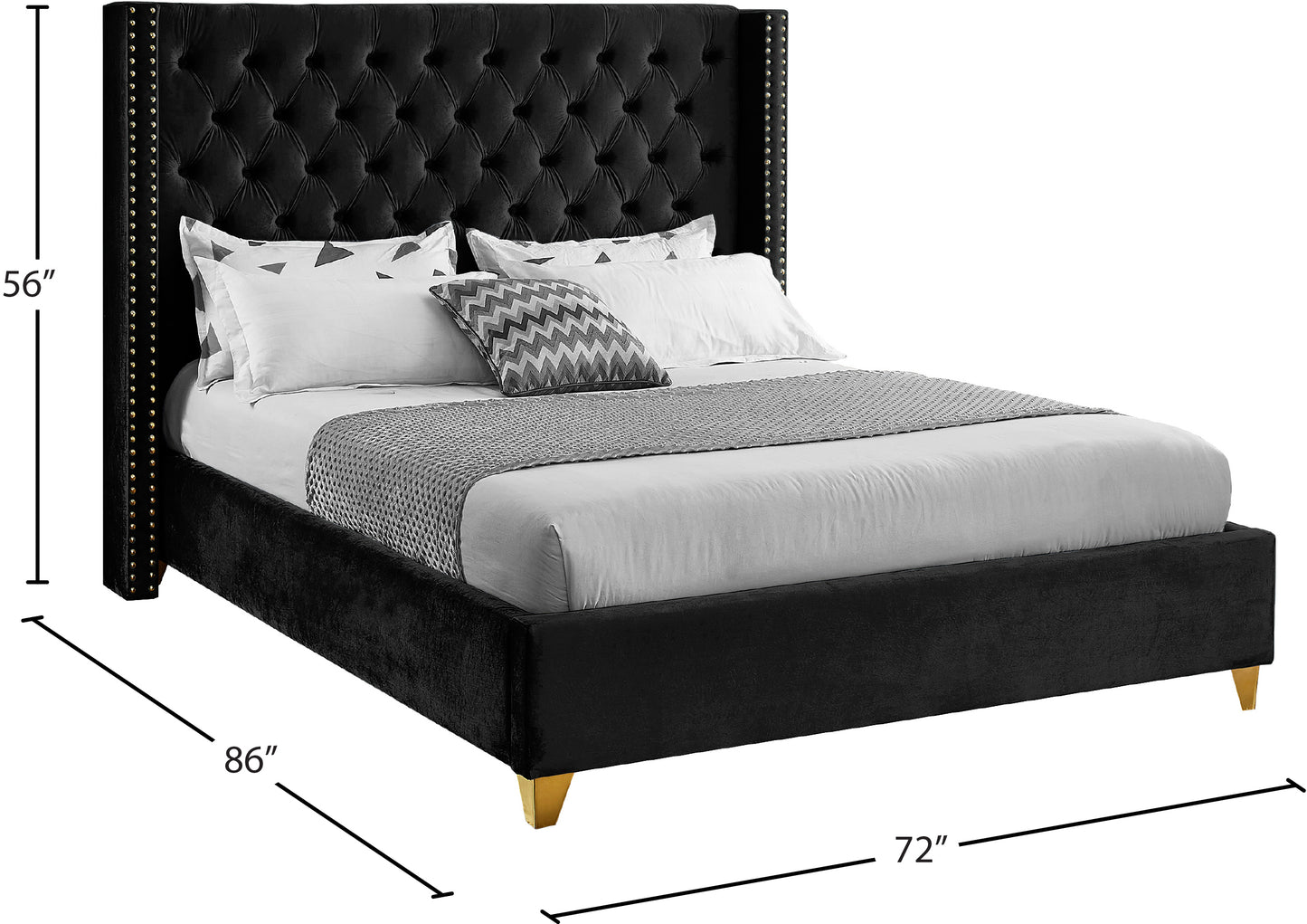 pierre black velvet queen bed q