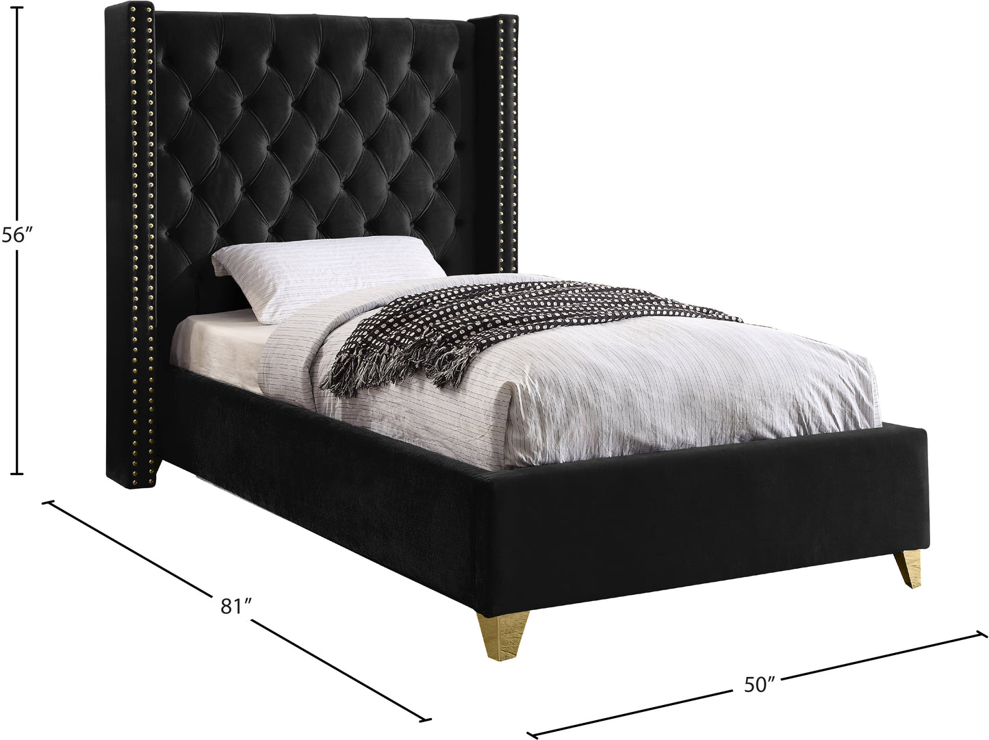 pierre black velvet twin bed t