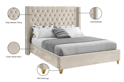 Pierre Cream Velvet King Bed K