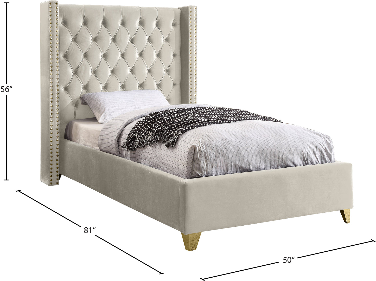 pierre cream velvet twin bed t