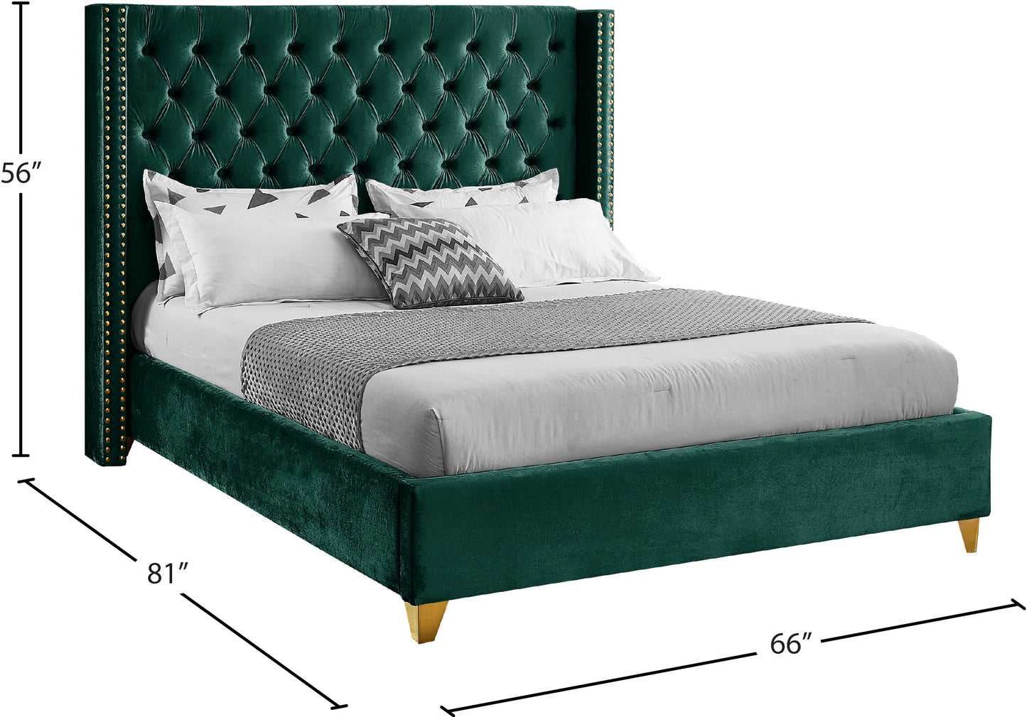 pierre green velvet full bed f