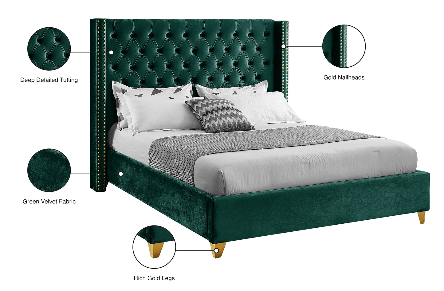 pierre green velvet full bed f