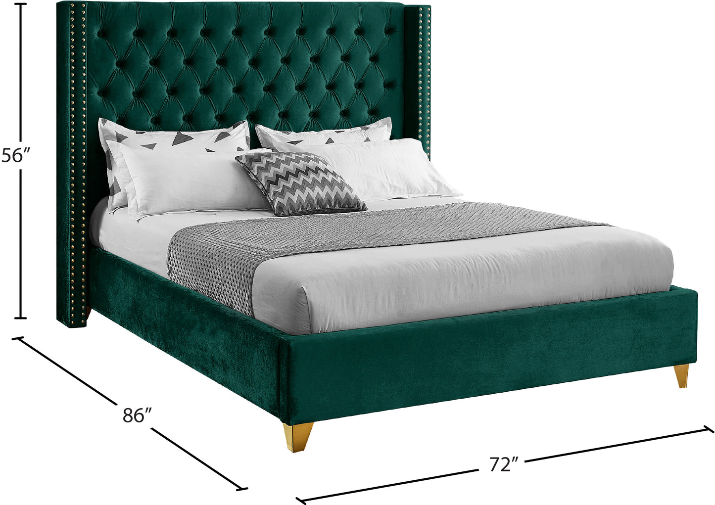 pierre green velvet queen bed q