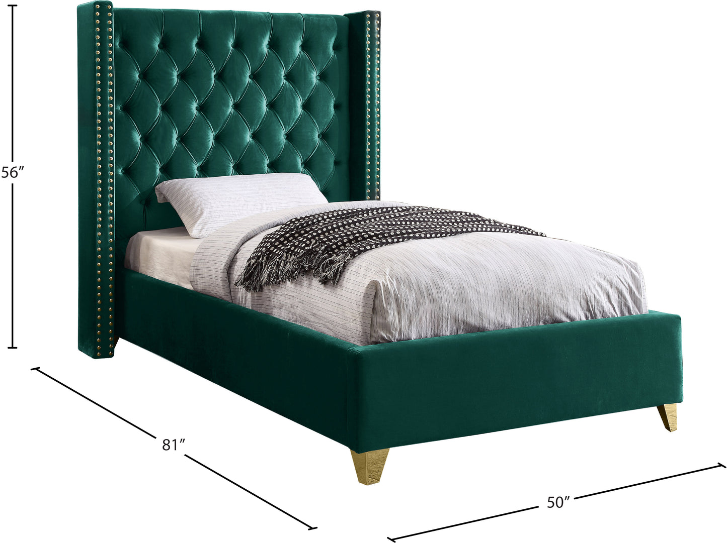 pierre green velvet twin bed t