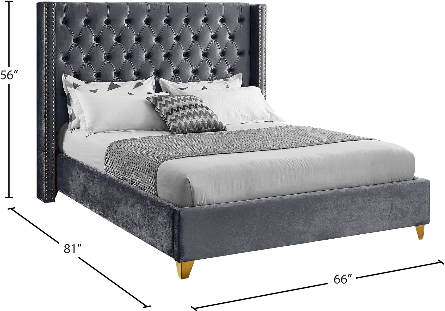 pierre grey velvet full bed f