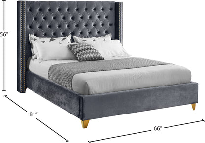 Pierre Grey Velvet Full Bed F