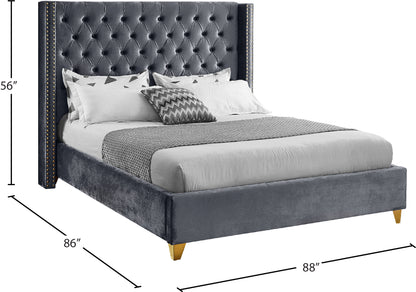 Pierre Grey Velvet King Bed K