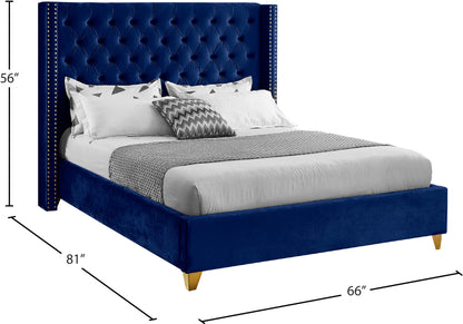 Pierre Navy Velvet Full Bed F