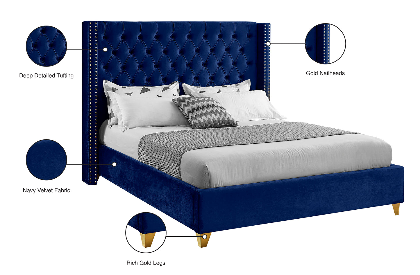 pierre navy velvet full bed f