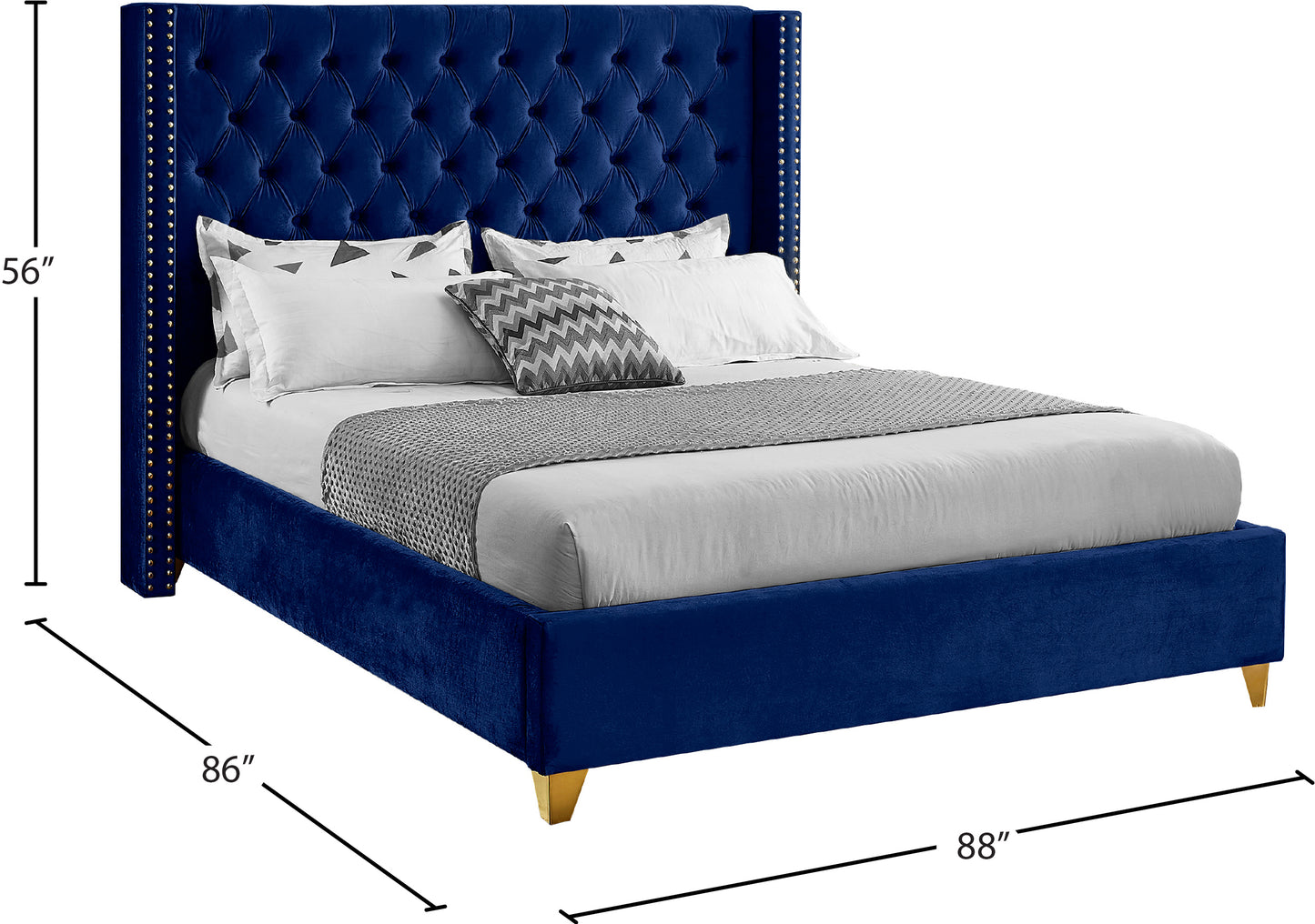 pierre navy velvet king bed k