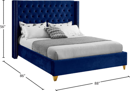 Pierre Navy Velvet King Bed K