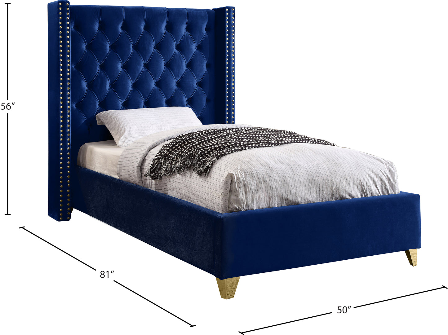 pierre navy velvet twin bed t