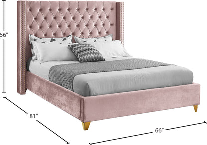 Pierre Pink Velvet Full Bed F