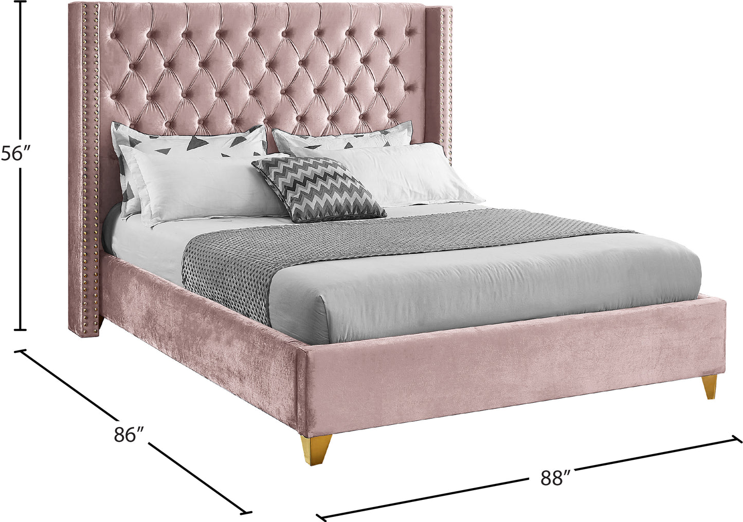 pierre pink velvet king bed k