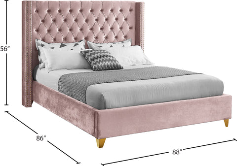 Pierre Pink Velvet King Bed K