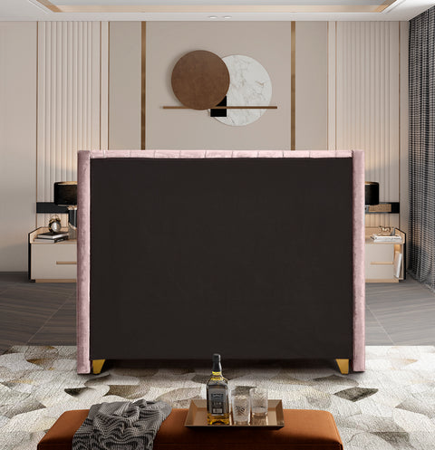Pierre Pink Velvet King Bed K