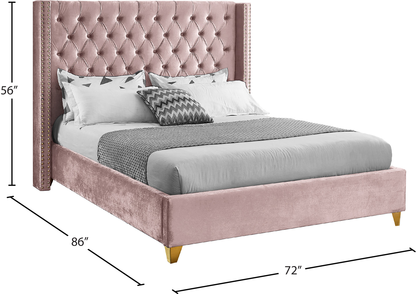 pierre pink velvet queen bed q