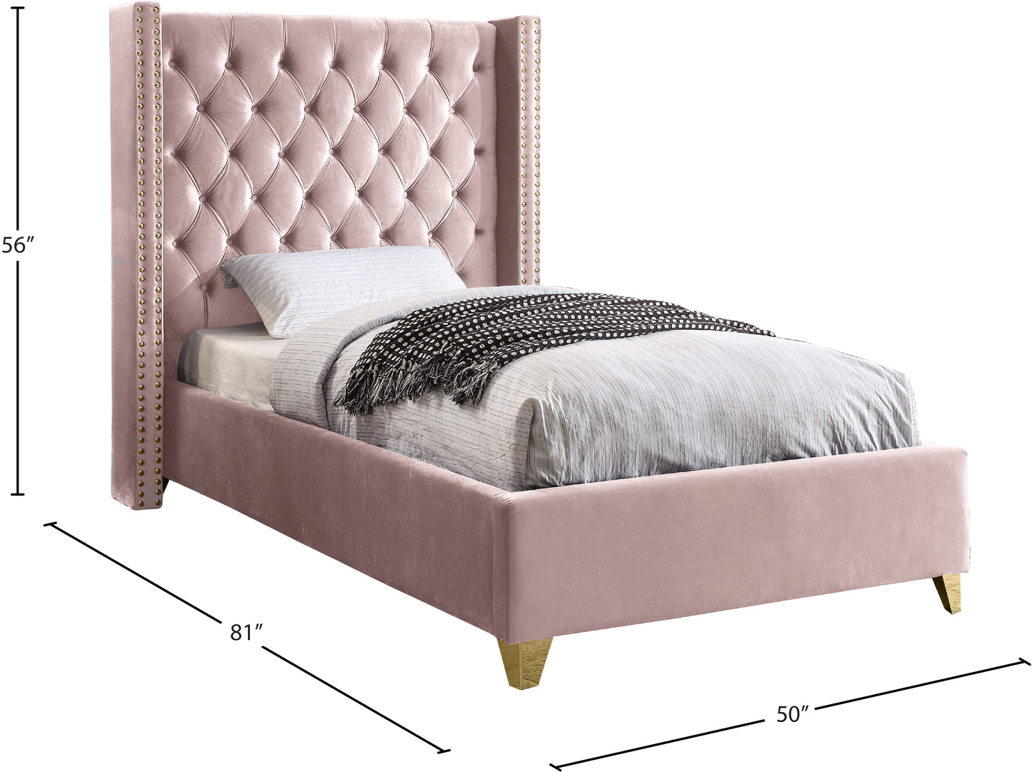 pierre pink velvet twin bed t