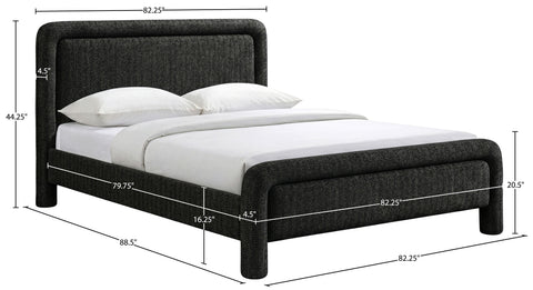 Bellamy Black Fabric With Interwoven Chenille Upholstered King Bed, 1 Piece