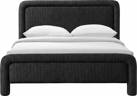 Bellamy Black Fabric With Interwoven Chenille Upholstered King Bed, 1 Piece