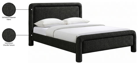 Bellamy Black Fabric With Interwoven Chenille Upholstered Queen Bed, 1 Piece