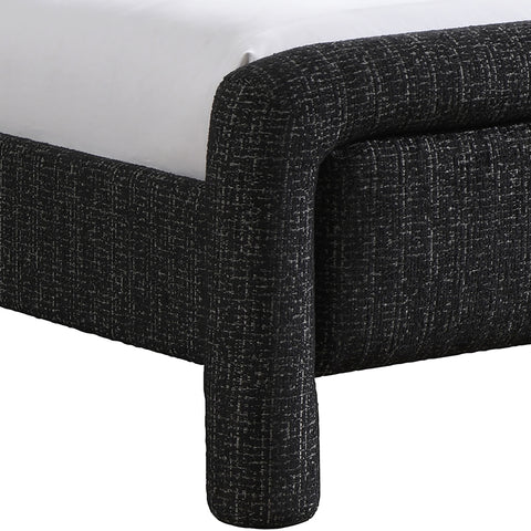 Bellamy Black Fabric With Interwoven Chenille Upholstered Queen Bed, 1 Piece