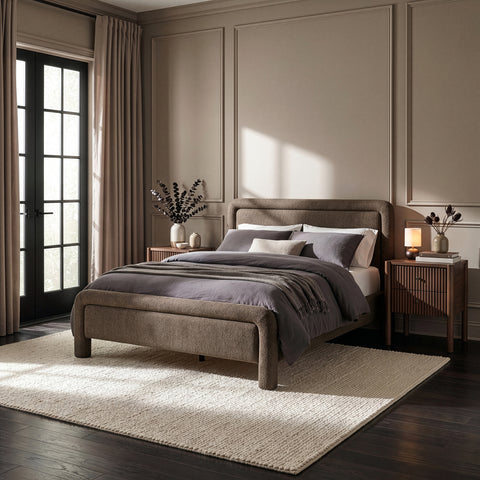 Bellamy Brown Fabric With Interwoven Chenille Upholstered Full Bed, 1 Piece