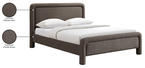 Bellamy Brown Fabric With Interwoven Chenille Upholstered Queen Bed, 1 Piece