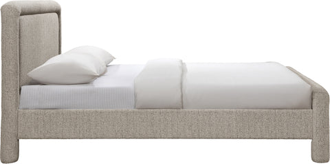 Bellamy Taupe Fabric With Interwoven Chenille Upholstered King Bed, 1 Piece