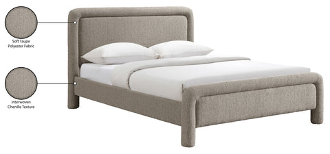 Bellamy Taupe Fabric With Interwoven Chenille Upholstered Queen Bed, 1 Piece