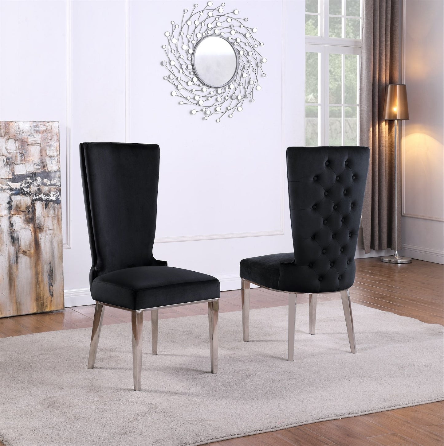 beatrice black dining chair (2pcs/1 ctn)