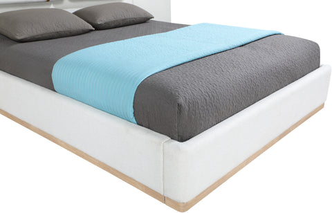 Indie Cream Linen Textured Fabric Upholstered Full Bed, 1 Piece (Style 2)
