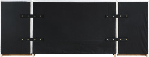Indie Cream Linen Textured Fabric Upholstered King Bed, 1 Piece (Style 2)