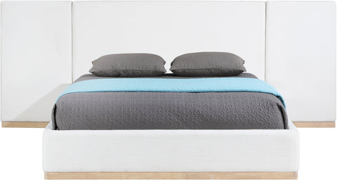 Indie Cream Linen Textured Fabric Upholstered King Bed, 1 Piece (Style 2)