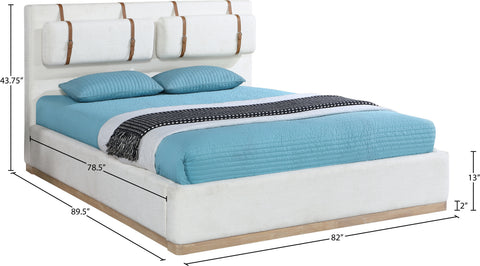 Indie Cream Linen Textured Fabric Upholstered King Bed, 1 Piece (Style 3)