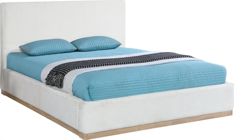 Indie Cream Linen Textured Fabric Upholstered King Bed, 1 Piece (Style 3)