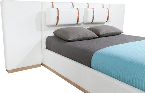 Indie Cream Linen Textured Fabric Upholstered Queen Bed, 1 Piece (Style 2)