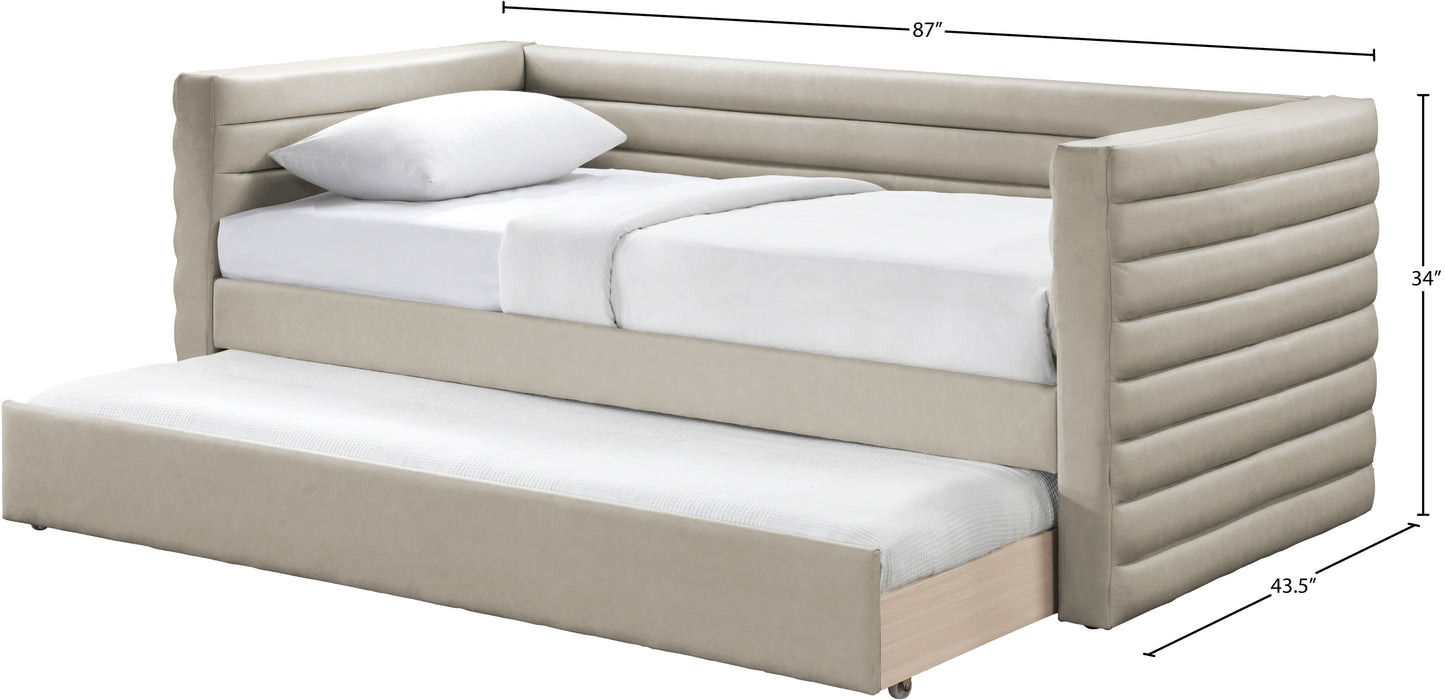 finley beige vegan leather twin daybed