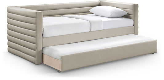 Finley Beige Vegan Leather Twin Daybed